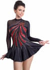 Figure Skating Dress Style A18 Black Red Italian Fabric, Handmade 267