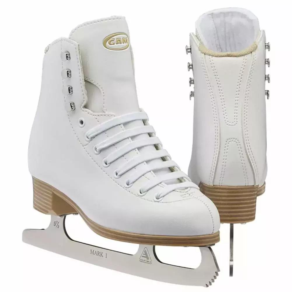 GAM Stella G0110/G0111 Women’s and Girls’ Figure Skates GAM Stella G0110/G0111 white figure skates with padded collar and riveted Ultima Mark I blades