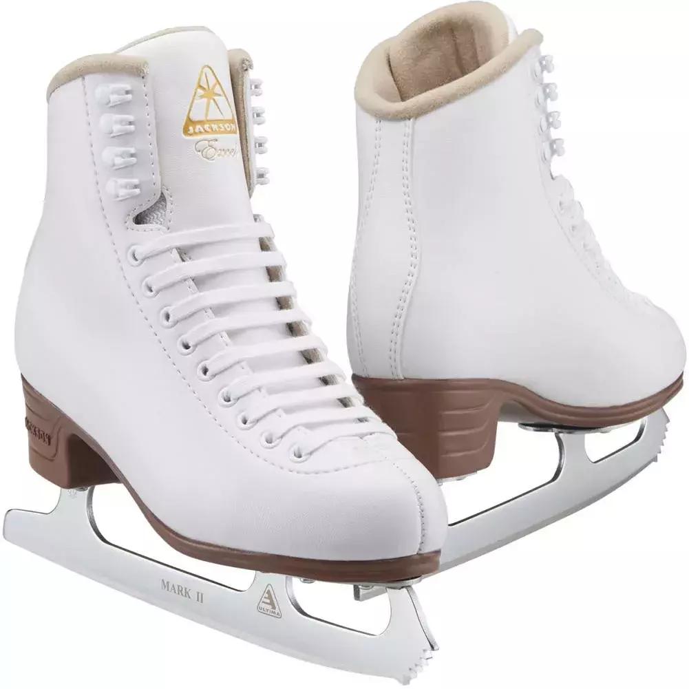 Jackson Ultima Excel JS1290 white figure skates for women and girls, pair with Ultima Mark II blades