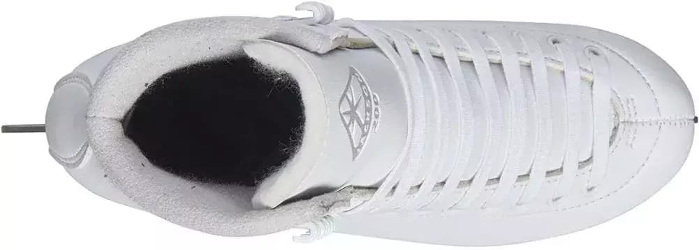 Jackson Ultima Classic 200 Women’s and Girls’ Ice Skates Mark I Blade 6 Top view into the Jackson Ultima Classic 200 boot showing the rolled padded collar and Nylex lining