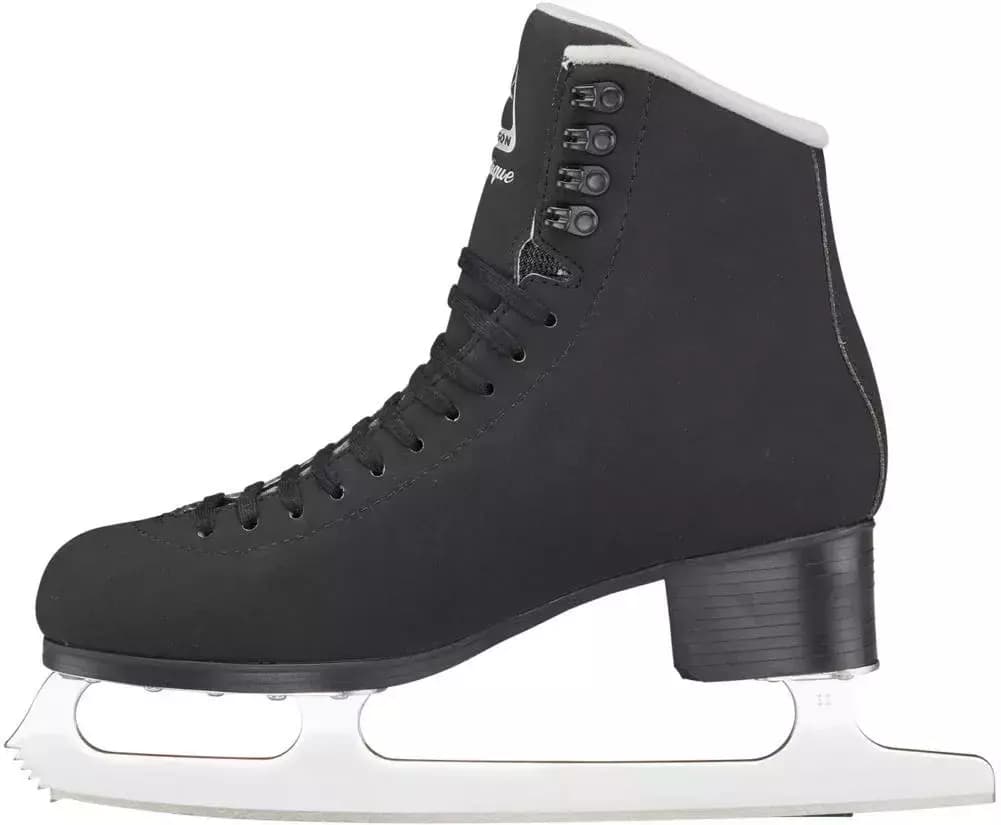 Jackson Mystique JS1592 black figure skate, inside profile with gray collar lining