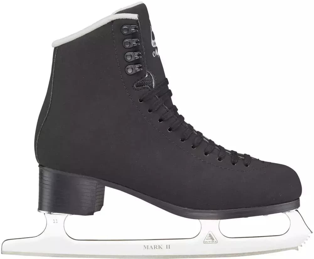 Jackson Mystique black figure skate outside profile with toe pick blade