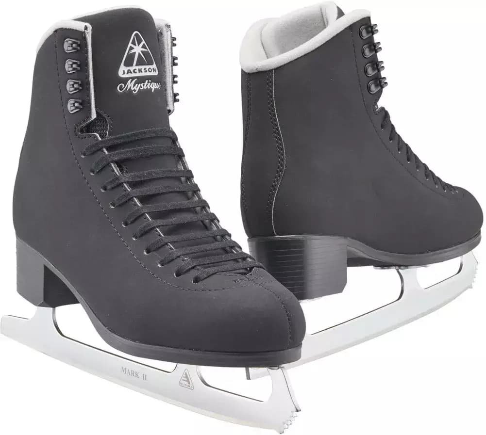 Jackson Ultima Mystique black figure skates for men and boys with Mark II blades