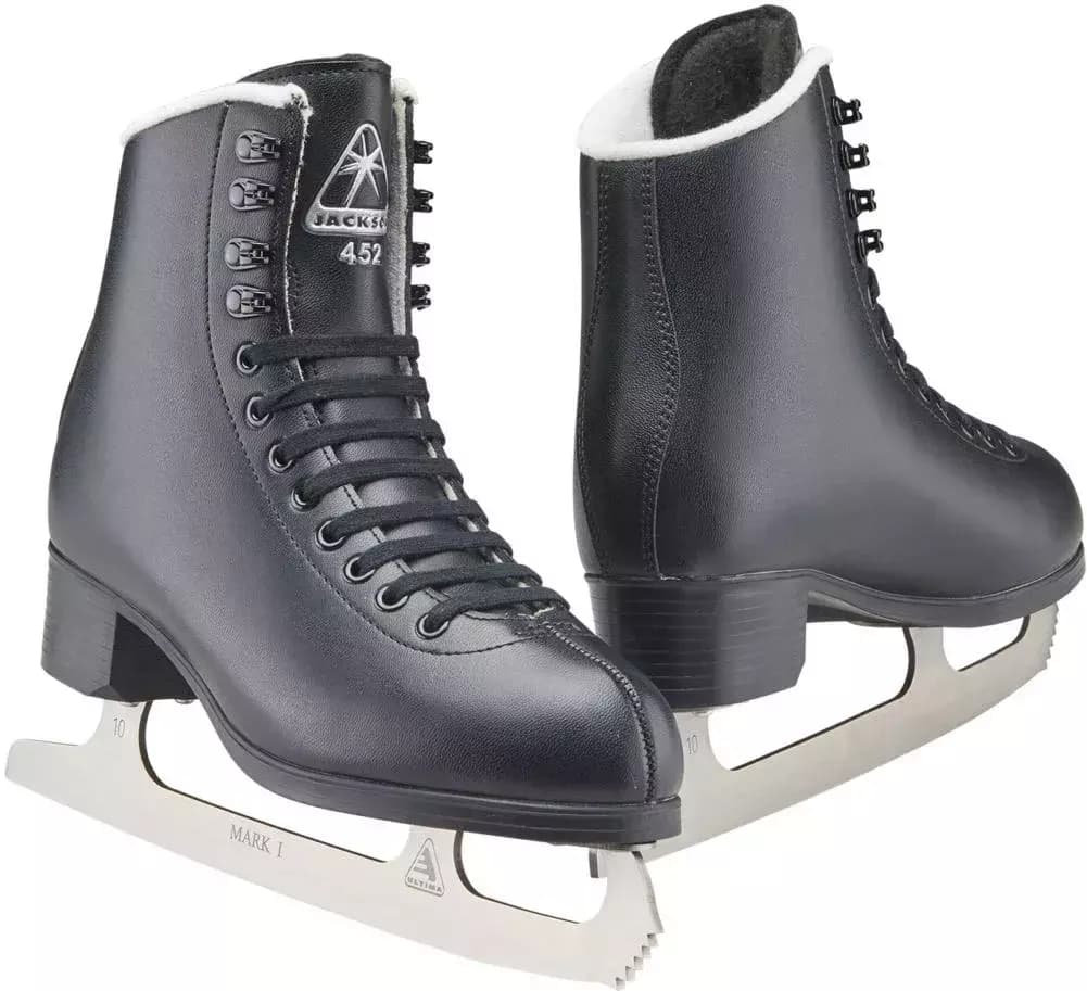 Jackson Ultima Finesse JS452 black figure skates for men and boys with Mark I blades