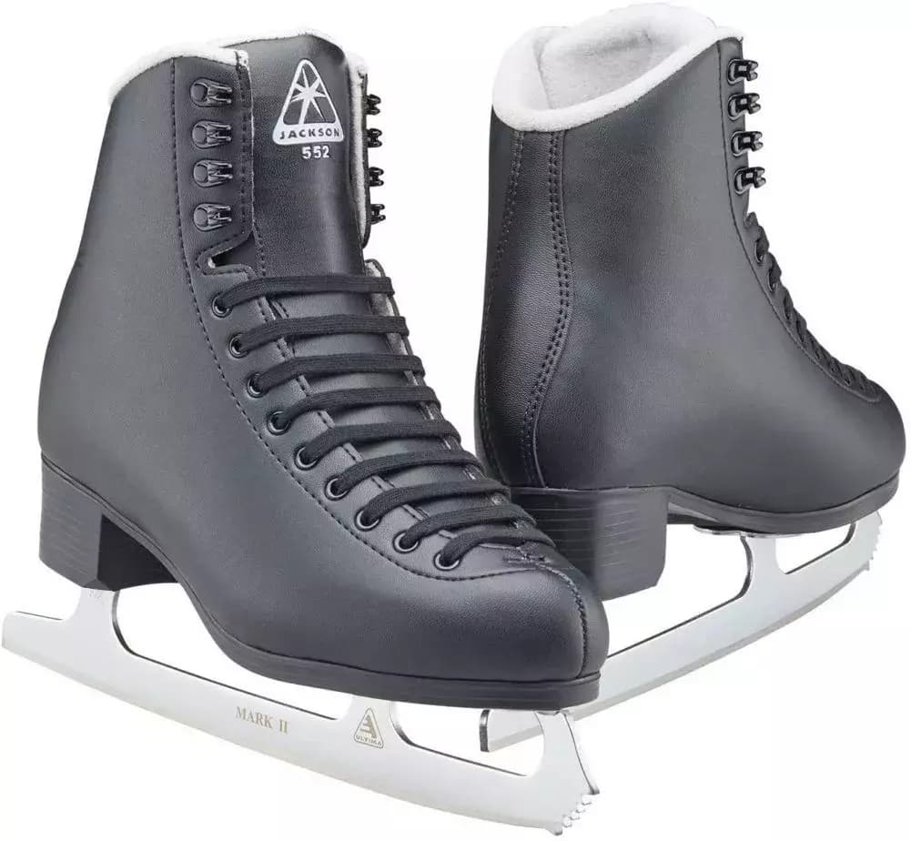Jackson Ultima Classic 552 black figure skates for men and boys with Mark II stainless steel blades
