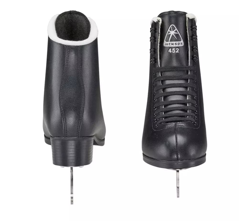 Front and back view of Jackson Finesse JS452 black figure skates