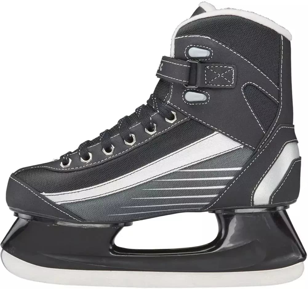 Inner side of the black Softec Sport ST6102, showing the cream plush lining rolled over the topline