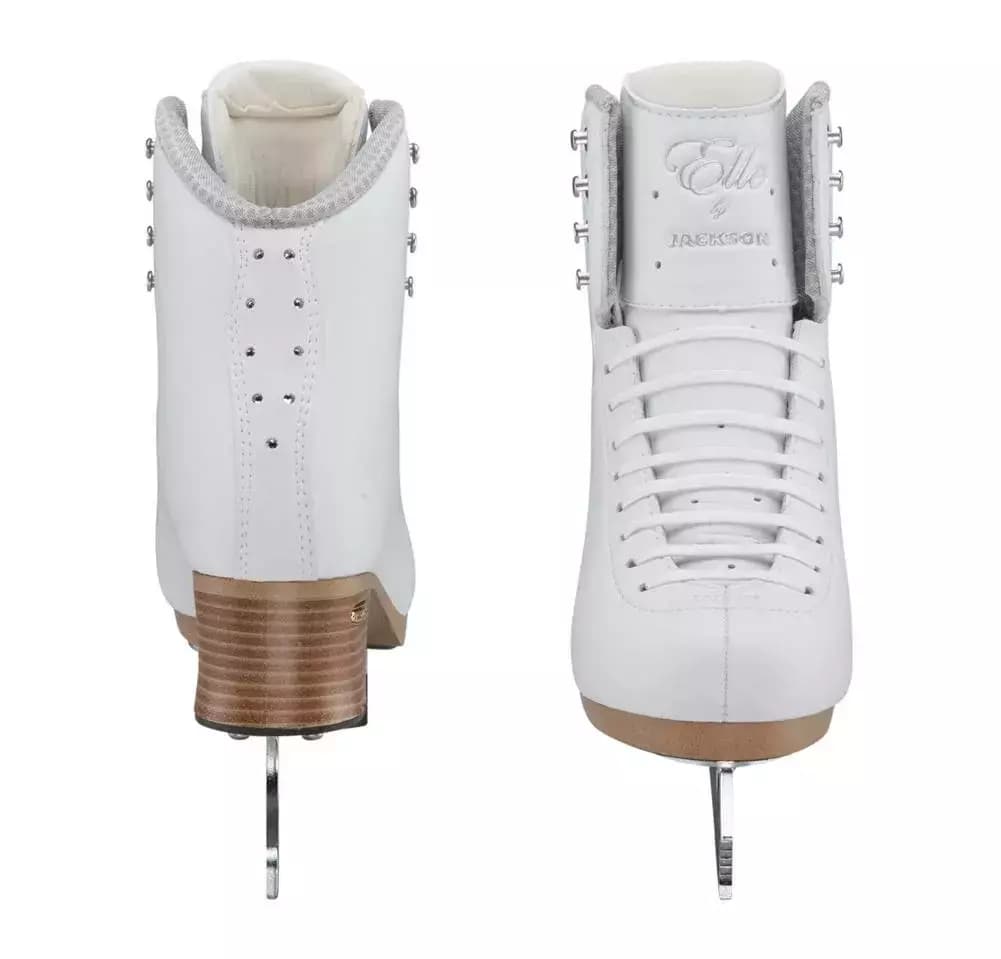 Jackson Ultima Elle FS2130 front and back view: Swarovski crystals down the back seam, gray-lined rolled collar and Elle by Jackson tongue logo