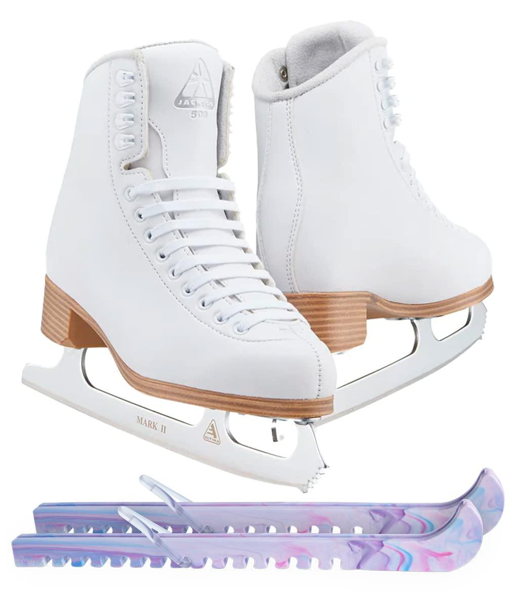 Jackson Classic 500 Ice Skate Bundle — Skate guards 2 Jackson Classic JC500 Figure Ice Skates Womens 4 Bundle with Skate Guards