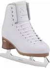 Jackson Ultima Elle FS2130 skate angled outside view: gold Jackson heel plate, tan Fusion sole and Ultima Mirage blade etching