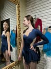 Figure Skating Dress Style A23 Blue Italian Fabric, Handmade 200