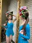 Figure Skating Dress Style A23 Mint/Blue Italian Fabric, Handmade 233