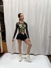 Figure Skating Dress Style A26 Black/Menthol Italian Fabric, Handmade 202 Figure Skating Dress Style A26 Black/Menthol Italian Fabric, Handmade 202