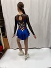 Figure Skating Dress Style A26 Blue/Red Italian Fabric, Handmade 201