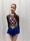 Figure Skating Dress Style A26 Blue/Red Italian Fabric, Handmade 200