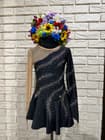 Figure Skating Dress Style A28 Black Italian Fabric, Handmade 168