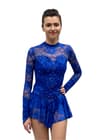 Figure Skating Dress Style A29 Blue Italian Fabric, Handmade 234