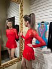 Figure Skating Dress Style A29 Red Italian Fabric, Handmade 202
