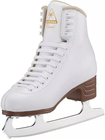 Jackson Ultima Excel skate, front inside angle with the gold Jackson Excel logo on the tongue and the flex notch