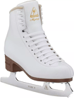 Jackson Ultima Mystique JS1490/JS1491 Women’s and Girls’ Figure Skates 11 Jackson Ultima Mystique JS1490 figure skate from the outside front angle, with the gold Mystique script and MARK II blade etching