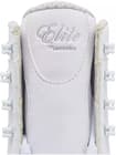 Jackson Ultima Softec Elite ST7200 Women’s Ice Skates / White 20 Close-up of the white Softec Elite ST7200 tongue with the Elite by Jackson script in silver