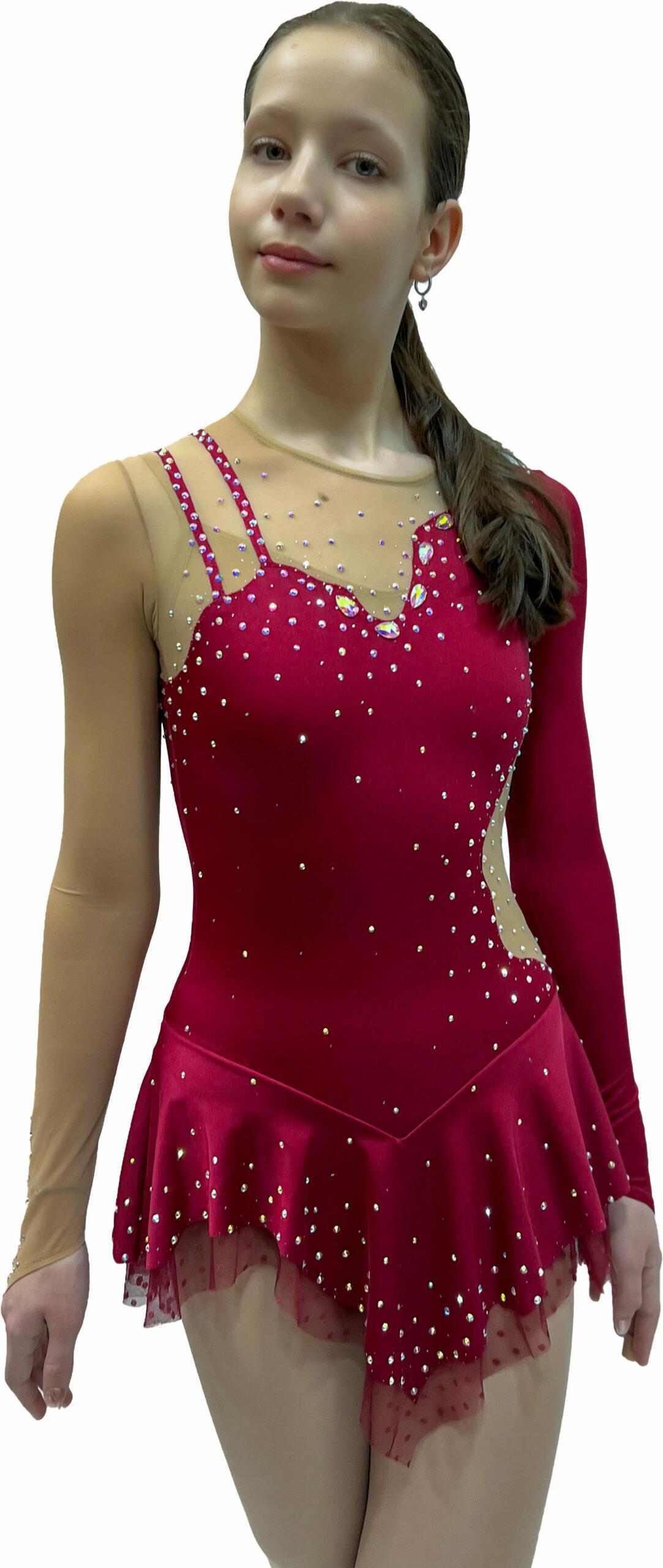 Figure Skating Dress Style A23 Bordo Italian Fabric, Handmade 194 Figure Skating Dress Style A23 Bordo Italian Fabric, Handmade 194