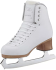 Jackson Ultima Elle FS2130 skate angled inside view: white microfiber boot, Elle by Jackson tongue embroidery with Swarovski crystals