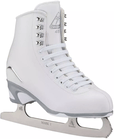 Jackson Finesse JS450 white figure skate with chrome hooks and felt-lined collar