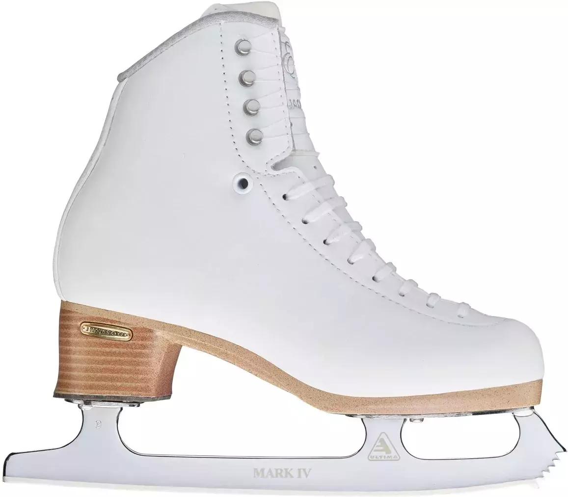 Jackson Ultima Evo Fusion FS2020 Women’s and Girls’ Figure Skates 4 Side view of the Jackson Evo FS2020 showing the tan Fusion sole, heel and Ultima Mark IV blade