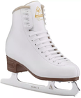 Jackson Ultima Excel skate, front outside angle with white laces, four pairs of lace hooks and the Mark II blade