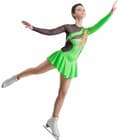 Figure Skating Dress Style A17 Black Green Italian Fabric, Handmade 299