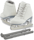 Jackson Softec Diva Ice Skate Bundle — Skate guards 10 Jackson Ultima Recreational Women's Figure Ice Skates Softec Diva DV3000 / Color: White, Adult Size: 4 Bundle with Free Guardog Skate Guards