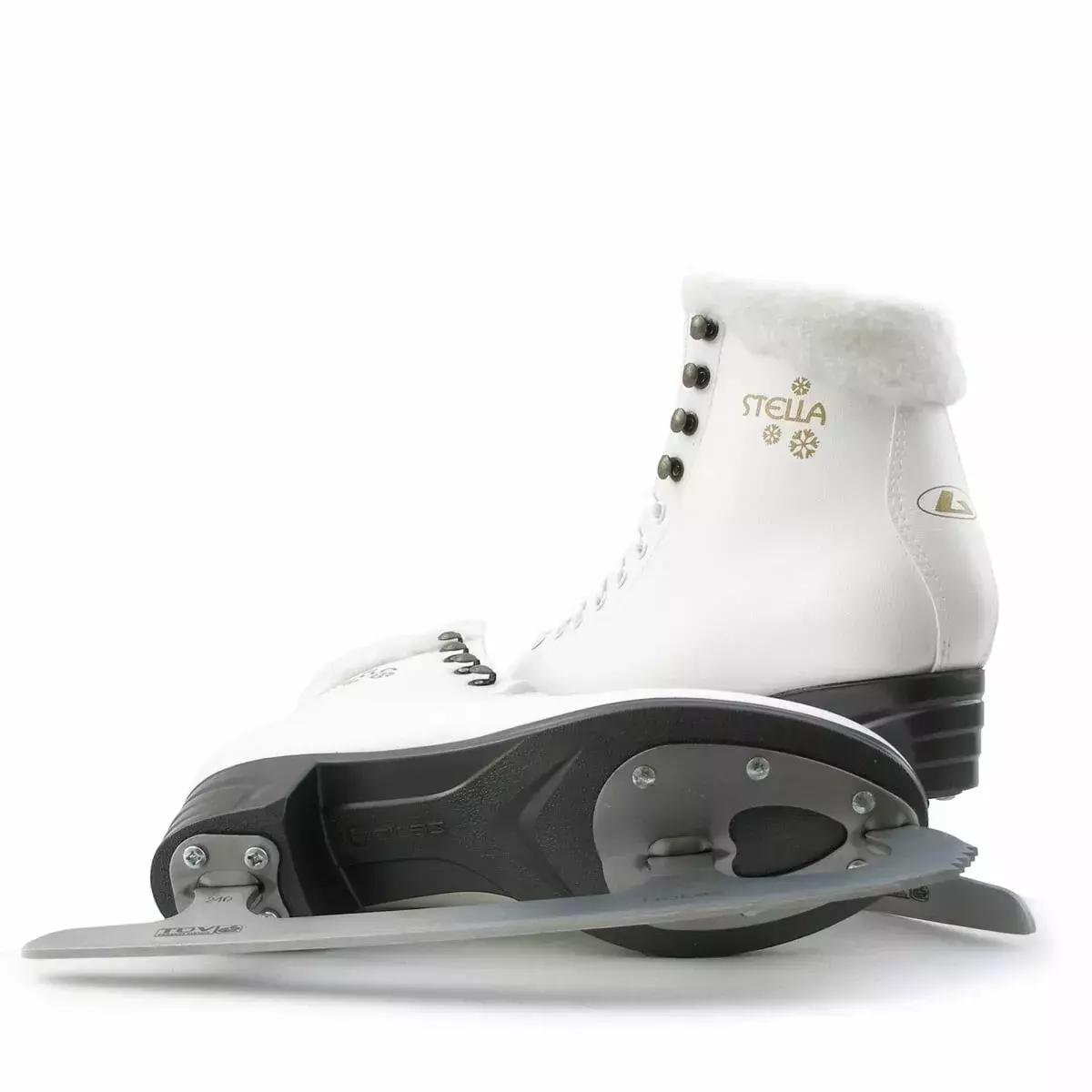 Botas Stella Sport white skate side view with plush collar and graphite heel