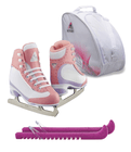 Jackson Softec Vista Ice Skate Bundle — Skate guards + skate bag 8 Jackson Ultima Softec Vista ST3200 Figure Ice Skates for Women/Color: Pink + Bag and Skate Guards, Size: Youth 1 Bundle with Guardog Skate Guards, Jackson Skate Bag JL350