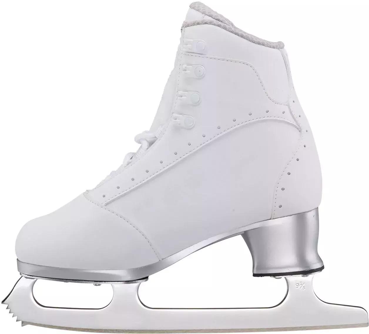 Jackson Ultima Softec Elite ST7200 Women’s Ice Skates / White 3 White Jackson Softec Elite ST7200 skate, inside view with the silver Fusion sole and heel