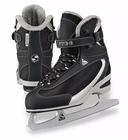 Jackson Softec ST2300 ice skates in black, showing the fleece-lined rolled collar, SOFTEC Velcro ankle strap and Softec figure blade