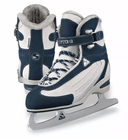 Jackson Softec ST2300 ice skates in navy and white, with the Velcro ankle strap, SOFTEC quarter badge and two-color figure outsole