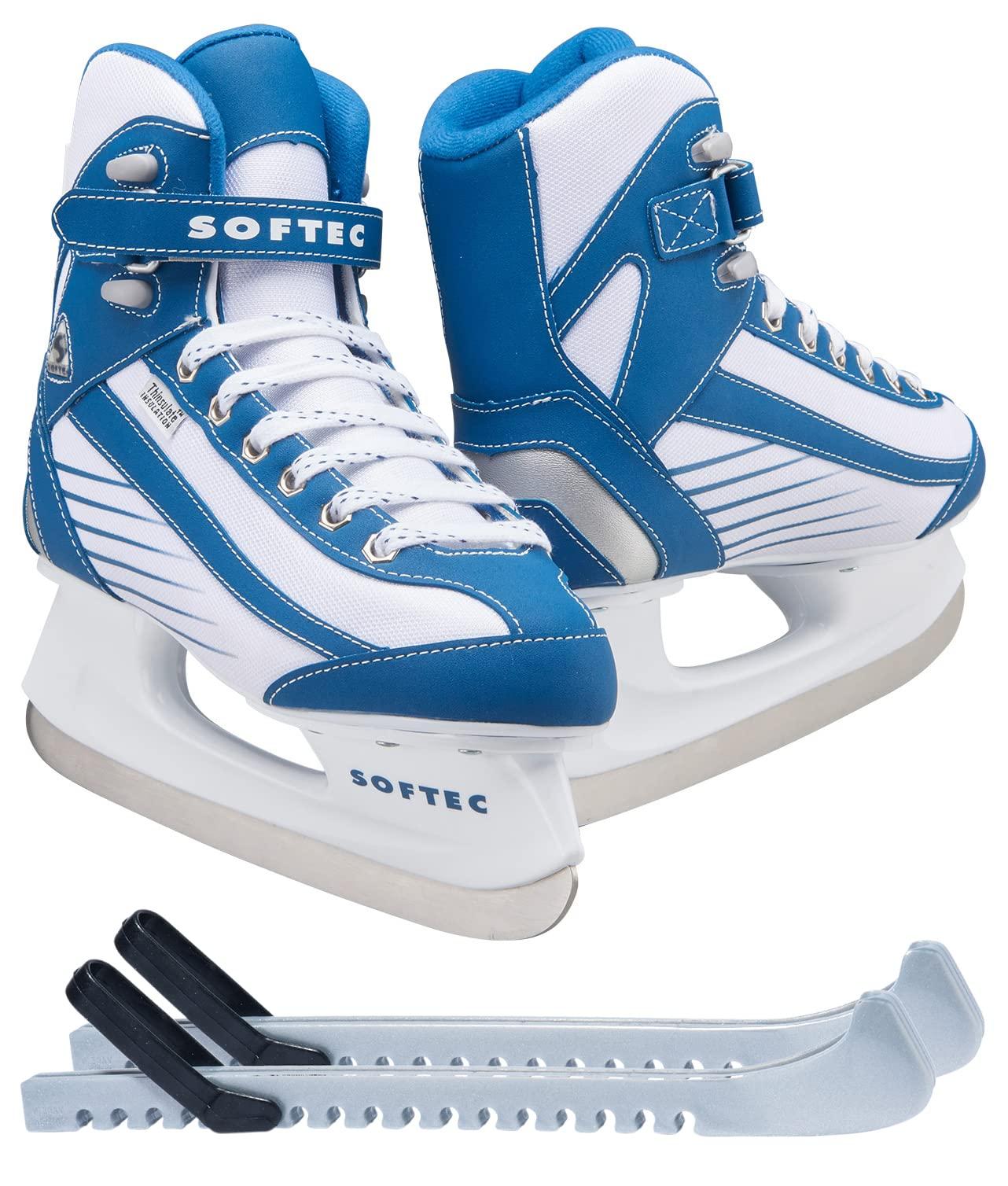 Jackson Softec Sport women and girls Ice Skate Bundle — Blue — Guardog 612 guards Jackson Ultima Softec Sport ST6100 Blue Ice Skates for Women, Size: Adult 4 Bundle with Skate Guards