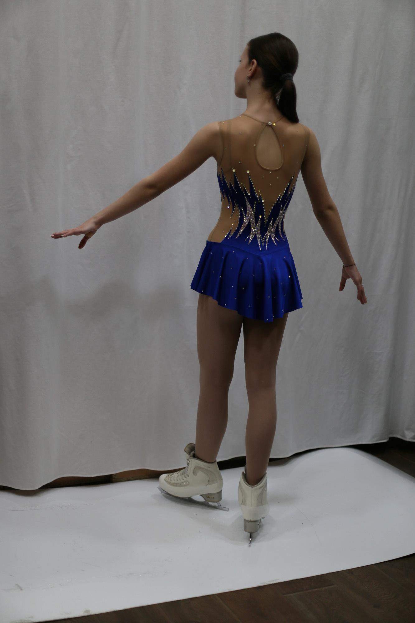 Figure Skating Dress Style A24 Blue Italian Fabric, Handmade 131 Figure Skating Dress Style A24 Blue Italian Fabric, Handmade 131