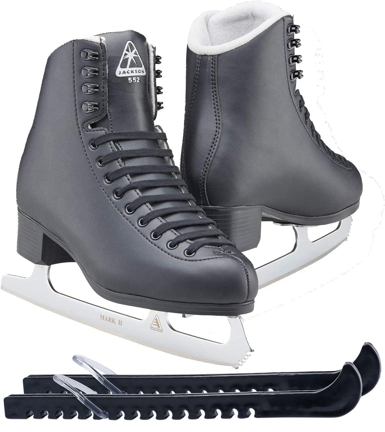 Jackson Classic 552 Ice Skate Bundle — Skate guards Jackson Ultima Classic JC552 Mens/Boys Figure Ice Skates, Medium Width, Bundle with Skate Guards Mens Size 6
