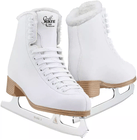 Pair of white Jackson Classic SoftSkate 380 figure skates with fleece-lined rolled collars and white Ultima Mark I blades