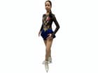 Figure Skating Dress Style A26 Blue/Red Italian Fabric, Handmade 199