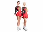 Figure Skating Dress Style A17 Black Red Italian Fabric, Handmade 232