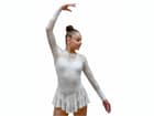 Figure Skating Dress Style A29 White Italian Fabric, Handmade 166