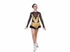 Figure Skating Dress Style A14 Gold/Hologram Italian Fabric, Handmade 265