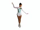 Figure Skating Dress Style A18 White Green Italian Fabric, Handmade 100 Figure Skating Dress Style A18 White Green Italian Fabric, Handmade 100