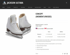 Jackson Ultima product page for the GAM Concept: support level 35, size and width table, feature list