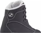 Close-up of the Softec Elite ST7200 lace hooks, round Softec badge and the fabric-lined rolled collar