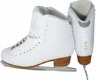 GAM Gold Label G0980 white figure skates with Aspire XP blades, perforated lining and GAM heel lettering