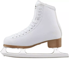 Inside profile of the white Jackson SoftSkate 380 showing the eyelet row, four lace hooks and stacked-look tan heel